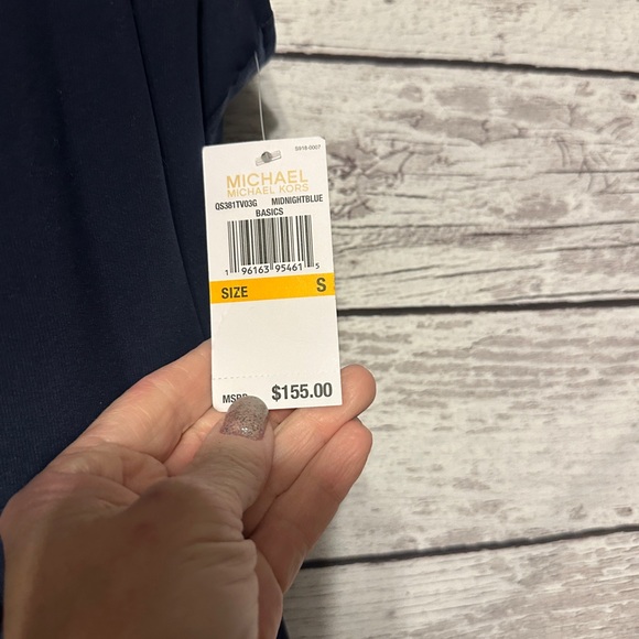 Michael Kors Twist Front Midi Dress Navy Size Small NWT Strappy Evening Cocktail - Picture 3 of 7